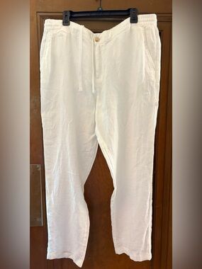 Panama Jack White Linen Drawstring Chinos